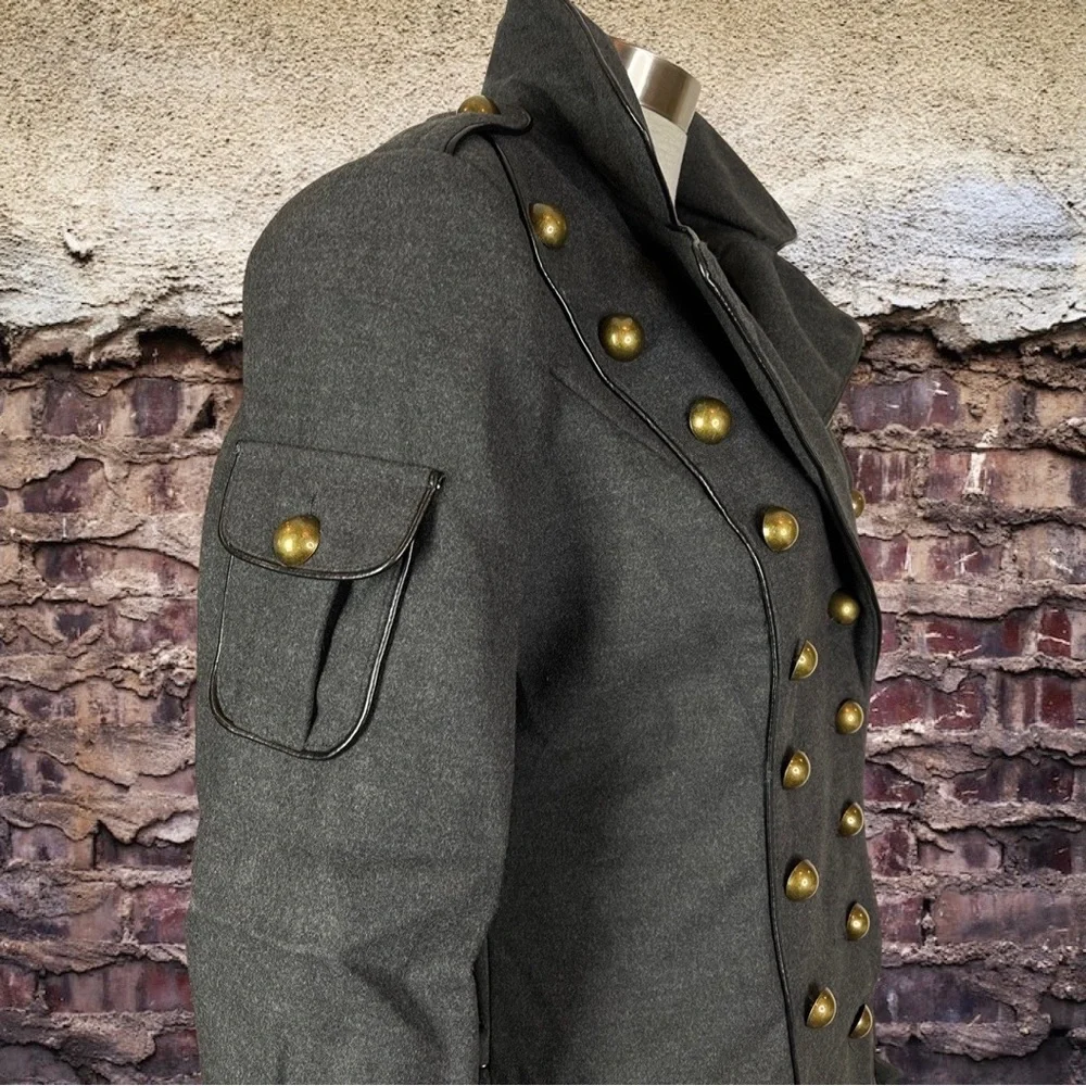 Hell Bunny Army 40s Military Style Steampunk Gothic Corset Coat - Picture 3 of 8